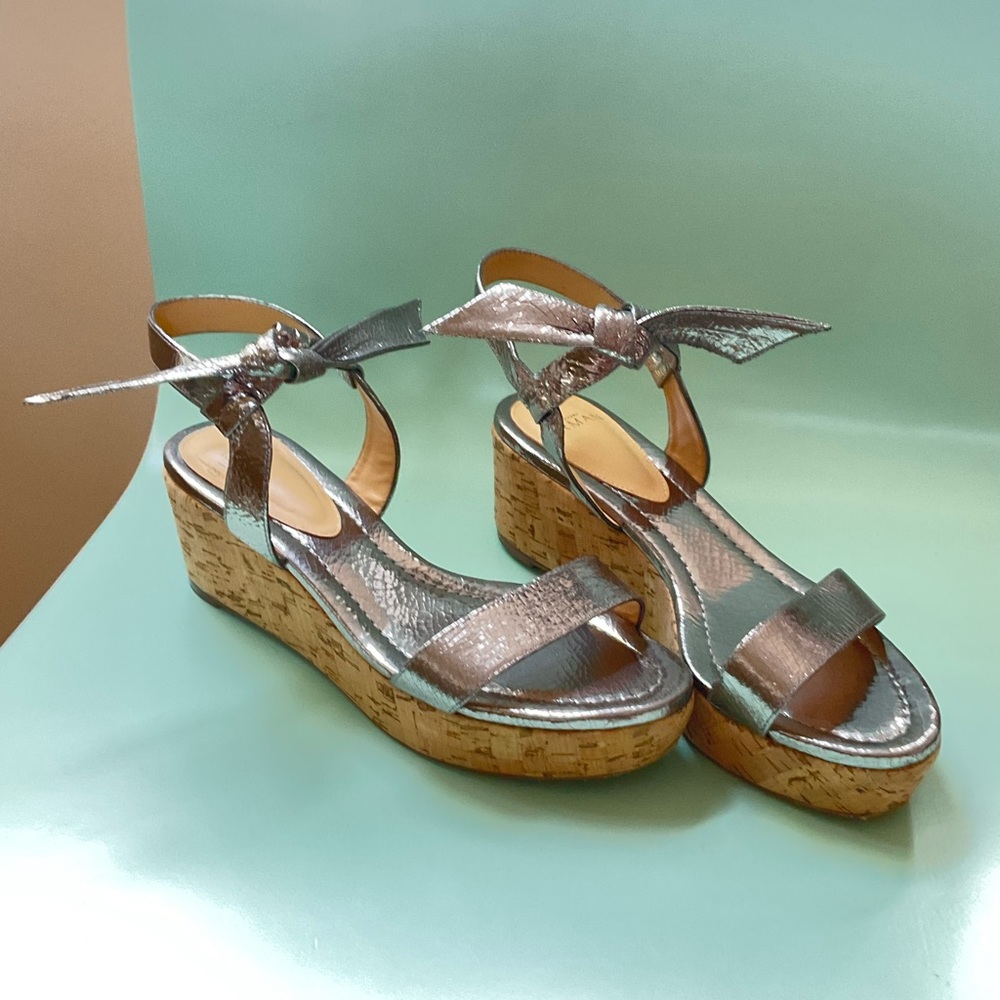 Alexandre Birman Sandals Platform, Silver Leather, Worn Once